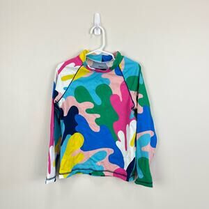 Mini Boden Girls Colorful Coral Camo Print Rash Guard UPF 40+ 7-8